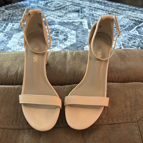 Dream Pairs Shoes - DREAM PAIRS Women's Chunk Low Heel Pump Sandals. Beige. Size 9